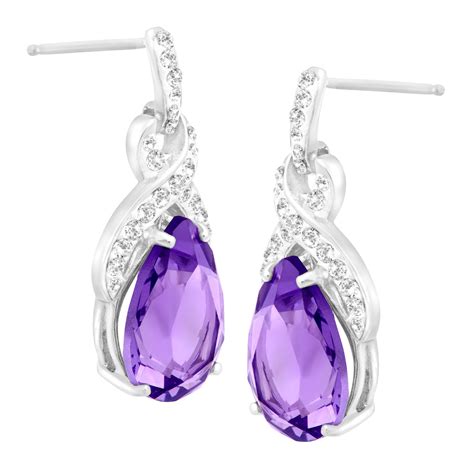 Crystaluxe Drop Earrings With Purple Swarovski Crystals In Sterling Silver Ebay