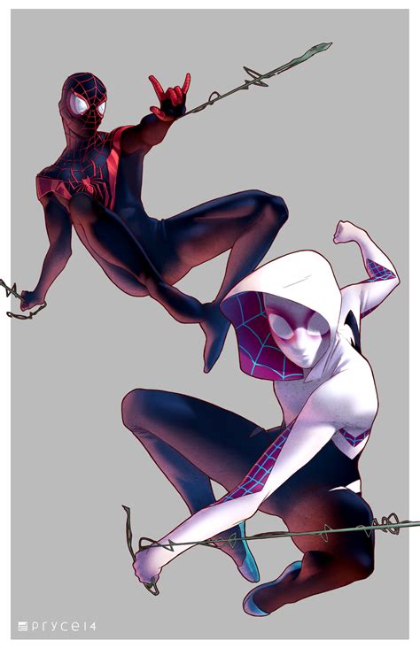 Gwen And Miles By Pryce14 Spiderman And Spider Gwen Spider Men Spider