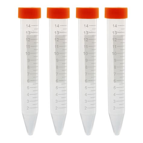 10 Pcs 15ml Plastic Centrifuge Tubes With Orange Screw Cap Conical