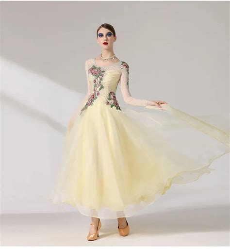 Yellow Standard Ballroom Dancing Dress Women New Professional