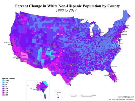 Percent Change In White Non Hispanic Population By Us County 1990