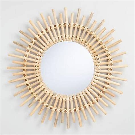 Bamboo Sunburst Mirror Sunburst Mirror Rattan Mirror Mirror Decor