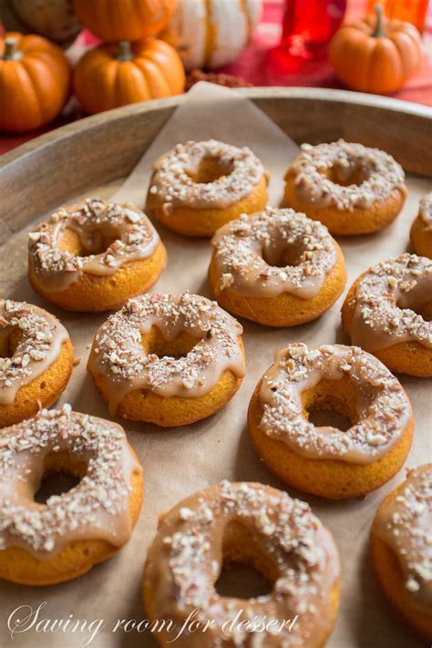 Pumpkin Doughnuts With Caramel Icing And Toasted Pecans
