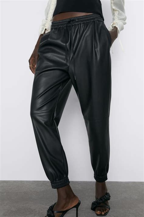Faux Leather Jogging Pants View All Pants Woman Zara United States