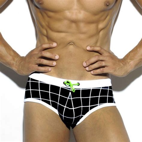 Nuevo Traje De Baño Del Enrejado De Los Hombres Bañador Sexy Cordón Bikini Swim Shorts Hombres