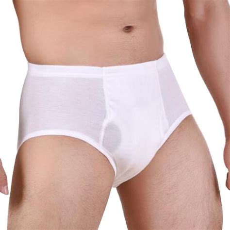 3 Pcs On Set Mens White Classic Incontinence Briefs Regular Absorbency Washable Reusable