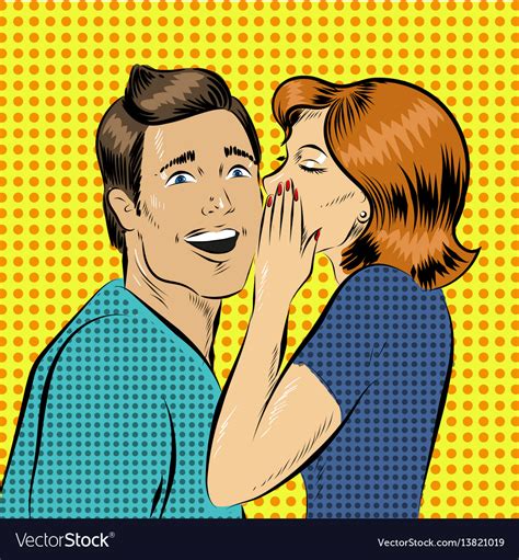 In Pop Art Style Woman Whisper Royalty Free Vector Image
