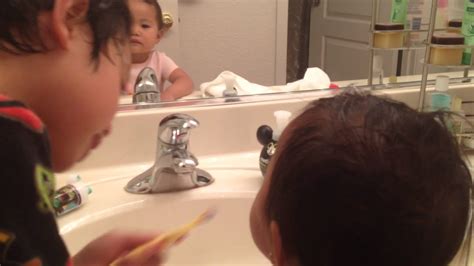 Brother Helping Sister Brush Her Teeth Youtube