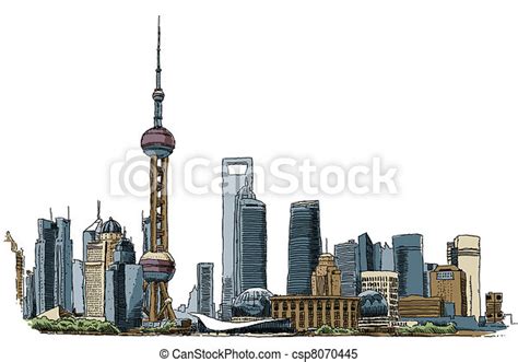 Stock Illustrations Of Shanghai Illustration Of The Skyline Of