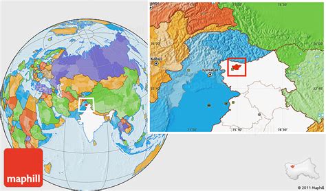 Political Location Map Of Srinagar Highlighted Country