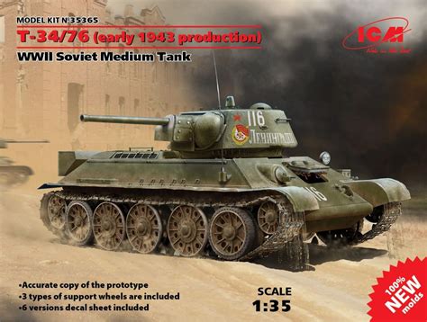 Icm Models 135 Wwii T3476 Early 1943 Production Soviet Medium Tank