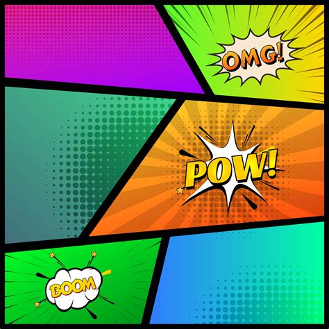 Comic Book Page Template With Rays Colorful Background 241429 Vector