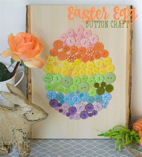 Easter Egg Button Craft Button Crafts Easy Easter Crafts Easter Crafts
