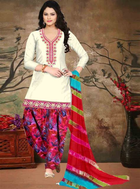 Pink Cambric Cotton Punjabi Suit 126347 Salwar Suits Patiala Salwar Kameez Patiala Salwar