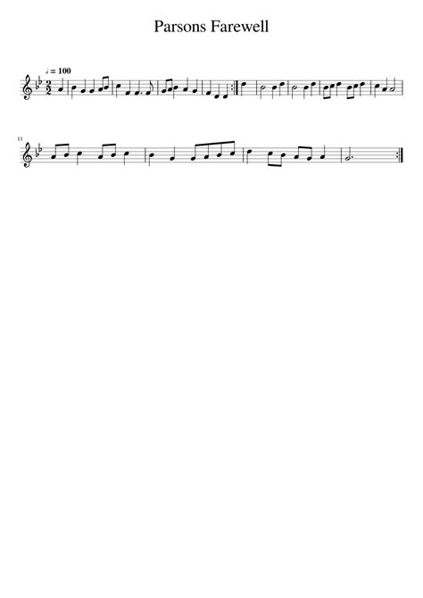 Parsons Farewell Sheet Music For Piano Solo