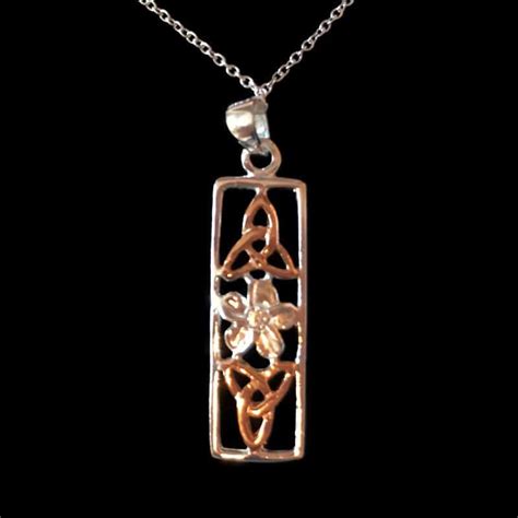 Celtic Daffodil Necklace Silver And Rose Gold Welsh Ts With Heart