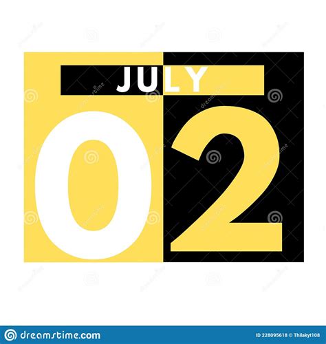 July 2 Modern Daily Calendar Icon Date Day Month Stock