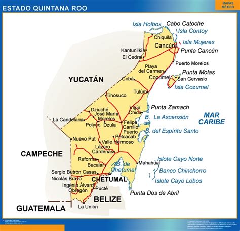 Quintana Roo Mexico Mapa Macacosmelhorados