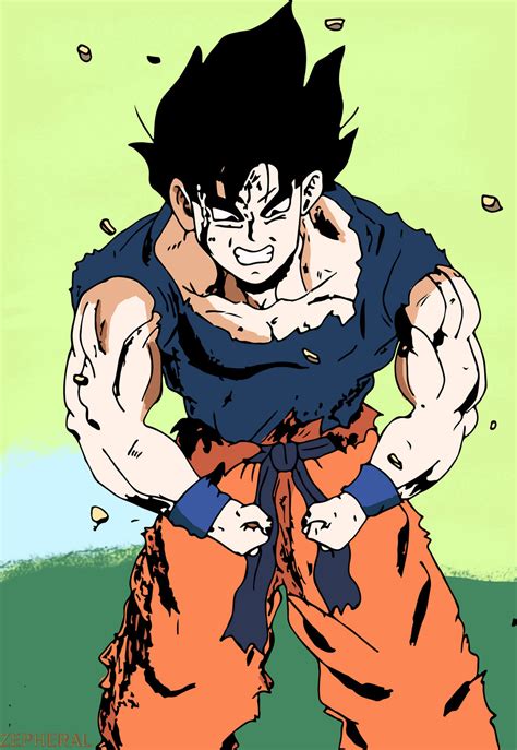 Goku Turning Super Sayian Colored By Zepheral On Deviantart
