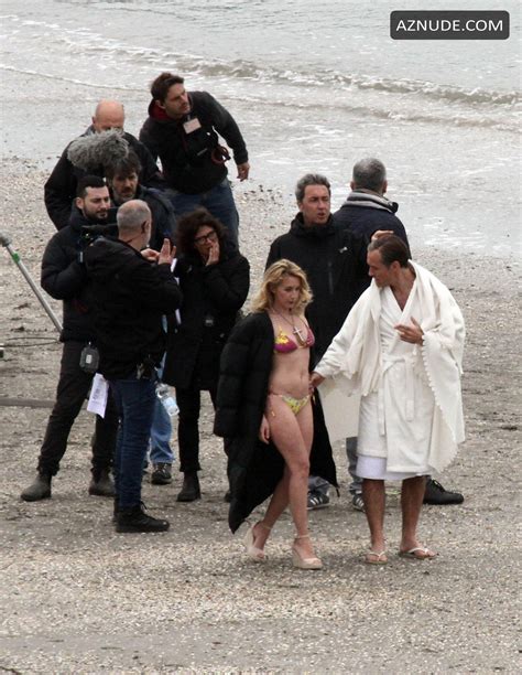 Ludivine Sagnier Sexy With Jude Law Filming The New Pope On The Beach