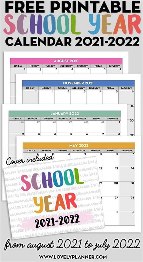Free Printable 2021 2022 Monthly School Calendar To Help You Keep Track