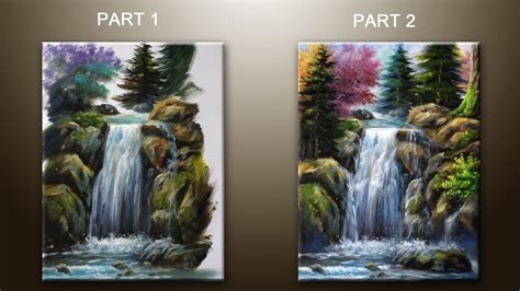 How To Paint Waterfall With Acrylics Lesson 2 Part 1 Waterfall