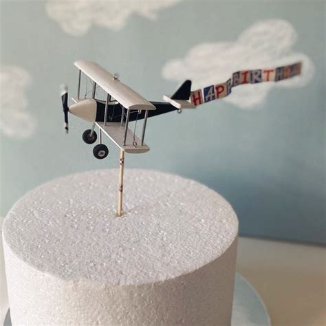 Happy Birthday Airplane Cake Topper With Custom Name Banner Etsy
