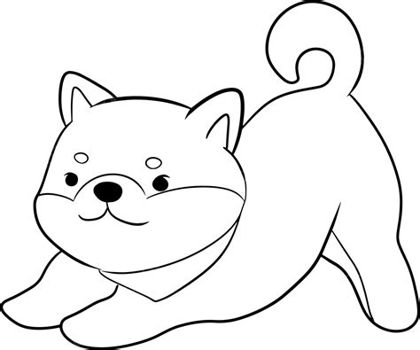 Dog Shiba Animal Cartoon Doodle Kawaii Anime Coloring Page Cute