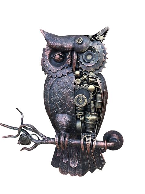 Steampunk Owl Steampunk Bird Metal Sculpture Steampunk