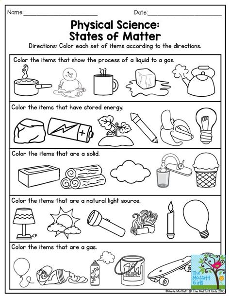 Matter Worksheet First Grade