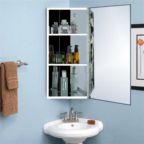 Hapilife 600 X 300mm Stainless Steel Corner Mirror Cabinet Bathroom