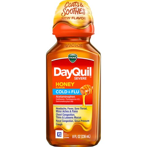 Vicks Dayquil Severe Honey Cold And Flu Medicine 8 Fl Oz Maximum