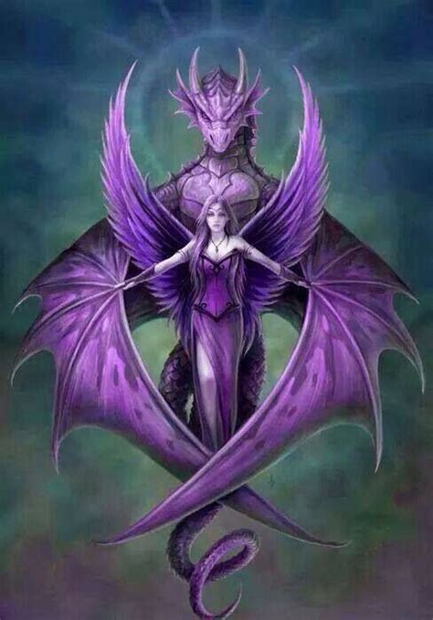 Purple Dragon Fantasi Konst Draktatueringar Magiska Varelser