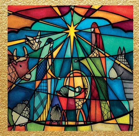 New 2023 Stained Glass Nativity Christmas Cards Melanoma Focus