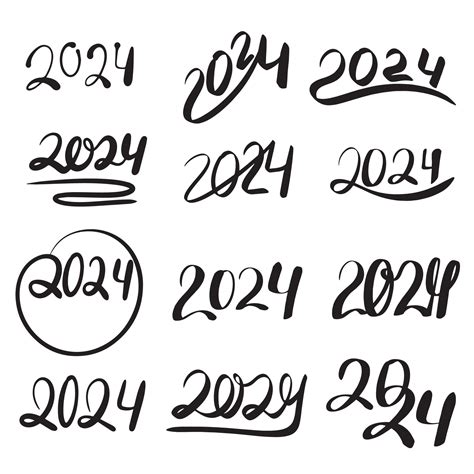 2024 Año Escritura Aislado En Blanco Antecedentes Colección De 2024