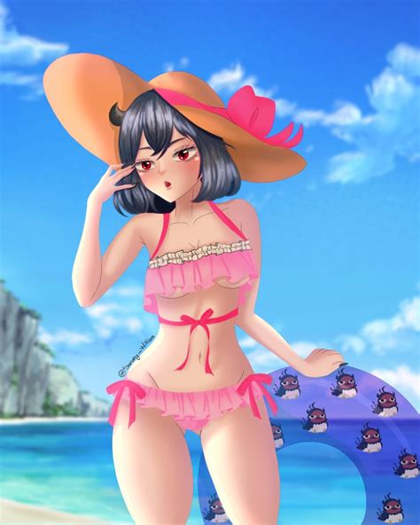 Sarahy William Secre Swallowtail Black Clover Highres Tagme 1girl Bare Shoulders Beach