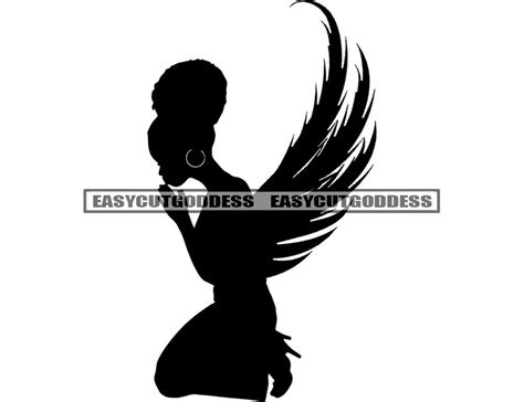 Afro Black Woman Angel Praying God Kneeling Silhouette Prayers Etsy