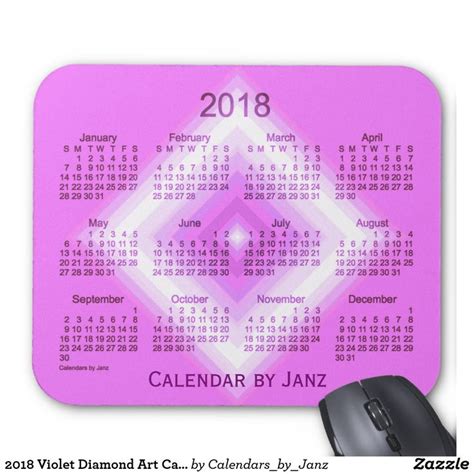 2018 Violet Diamond Art Calendar By Janz Mouse Pad Custom Placemats