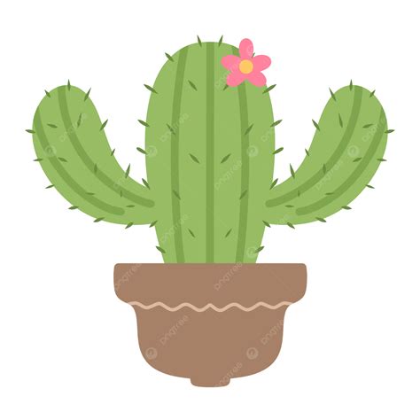 Cute Green Cactus Plant With Flower Digital Graphic Illustration Cactus Cartoon Cute Cactus
