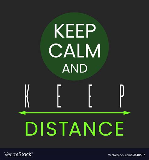 Coronavirus Slogan Keep Calm And Distance Sign Vector Image