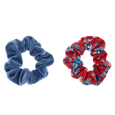 Small Floral Velvet Hair Scrunchies Red 2 Pack Claires Us