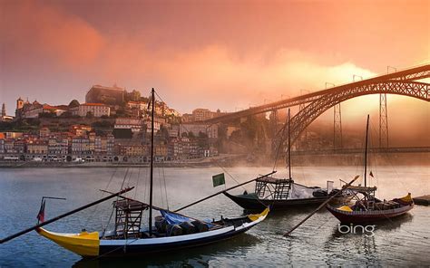 Hd Wallpaper Beach Bing Bridges Cityscapes Mist Porto Portugal