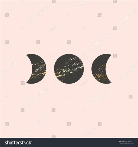 Three Moon Phases Vector Illustration Boho Stock Vector Royalty Free