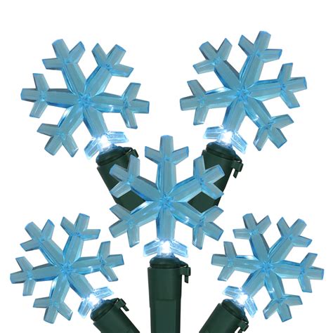20 Count Blue Led Snowflake Christmas Light Set 6 Ft Green Wire