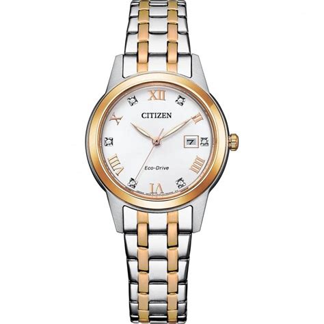 citizen fe1246 85a ladies silhouette crystal two tone eco drive watch francis and gaye jewellers
