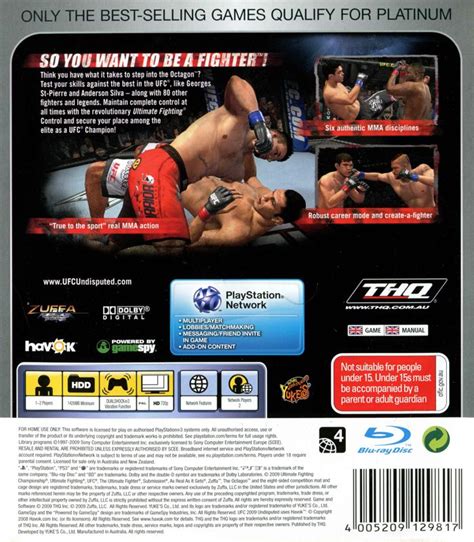 Ufc Undisputed Playstation Box Cover Art Mobygames