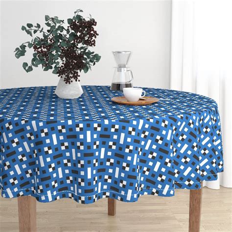 Bandana Blue Round Tablecloth Spoonflower Round Tablecloth Table