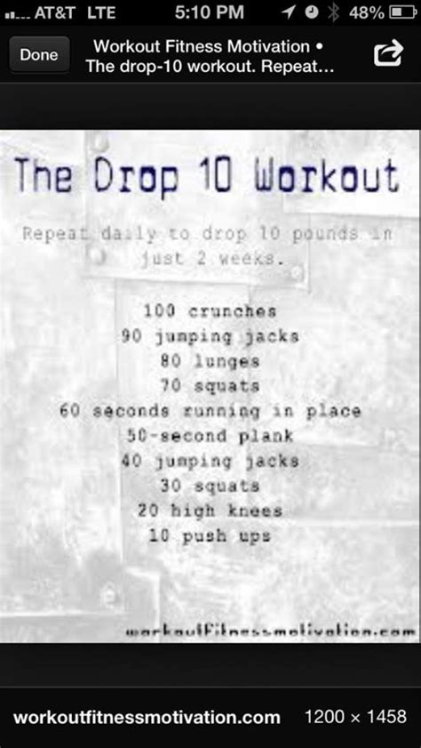 10 Pounds 2 Weeks Drop 10 Workout Fitness Motivation Easy Workouts