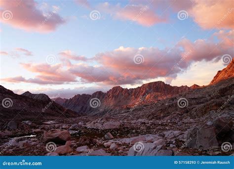 Mountain Range Sunset In The High Sierra Mountains Stock Image Image