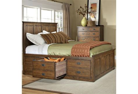 Intercon Oak Park Mission King Panel Bed With Six Underbed Storage